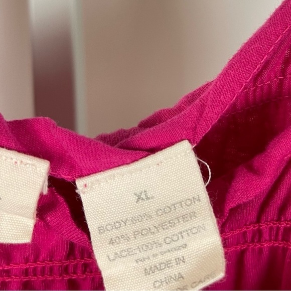 Allison Brittney XL Hot Pink Boho Flowy Crochet Cottagecore Tank Top Boxy - Picture 5 of 7